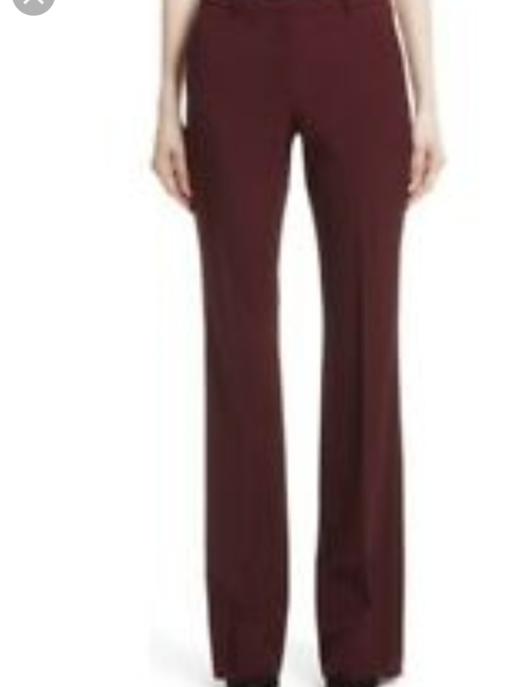 Theory NWT wide leg stretch wool pants size 10 burgundy